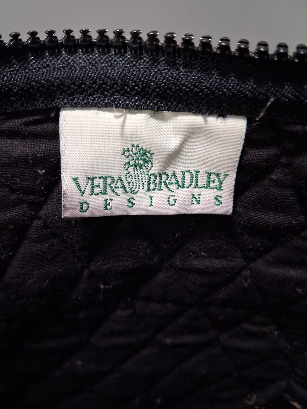 Vera Bradley Quilted Tote in Black with Red & Green Floral Accents - Picture 5 of 8